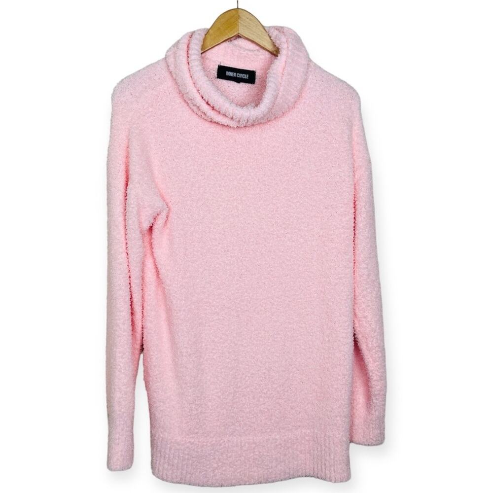 INNER CIRCLE Pink Turtleneck Long Sleeve Super Soft Knit Plush Sweater SMALL NWT